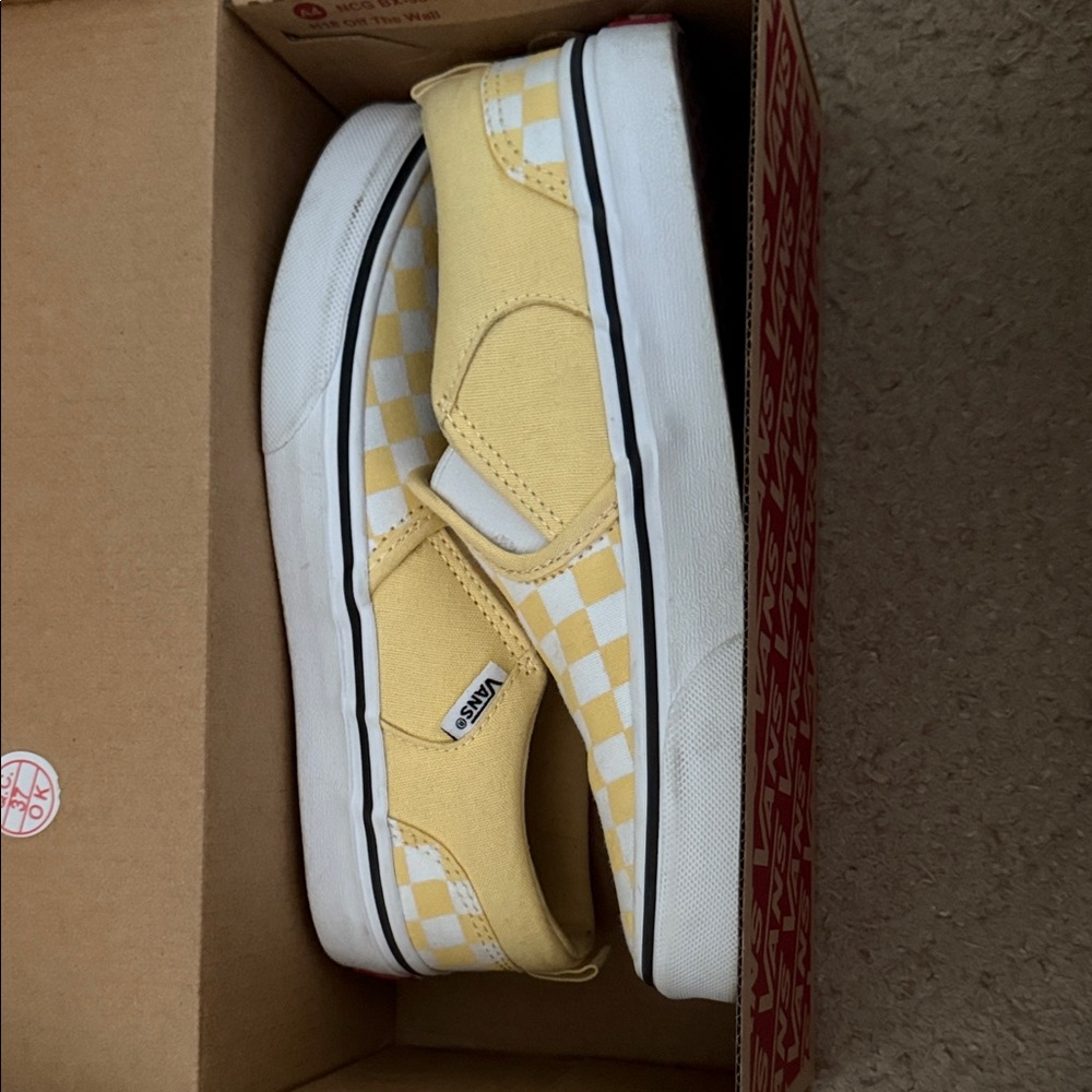 Vans Kids Yellow and White Checkered Sneakers